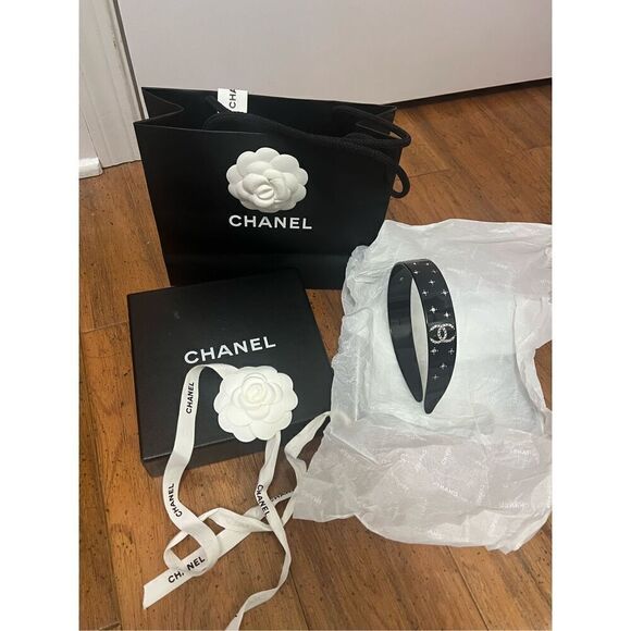 Chanel rhinestone cc headband hair accessory